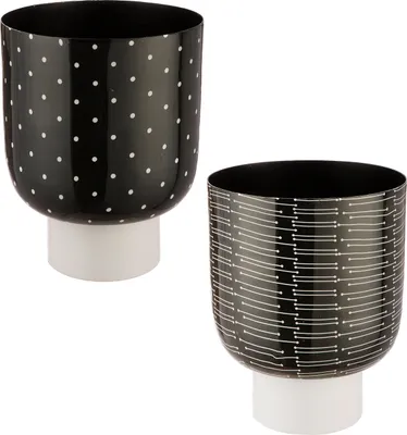 Zdjęcie produktu dla Gilde Übertopf, "Black & White", gepunktet, gestreift, Metall, schwarz, , , H. 19 cm, D. 15 cm 2 Stück wie abgebildet 55247