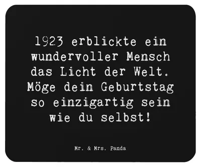 Produktbild von Mr. & Mrs. Panda Mouse Pad Spruch 1923 Geburtstag - Schwarz - Geschenk, pc mausunterlage, Mauspad, computer, besondere Momente feiern, Erinnerungsstücke, Alter, mousepad