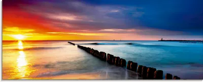 Produktbild von ARTland Glasbild Ostsee mit schönem Sonnenaufgang Größe: 125x50 cm