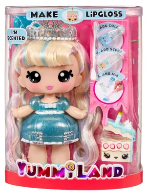 Obrázek produktu pro MGA Entertainment Yummiland Large Doll + Lipgloss Pet- Callie Birthday Cake, Figurka, Ženy, 4 rok/roky, Chlapec/děvče, Vícebarevný