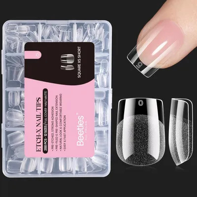 Produktbild von 288 Stück Extra kurze quadratische Nagelspitzen für Kunstnägel