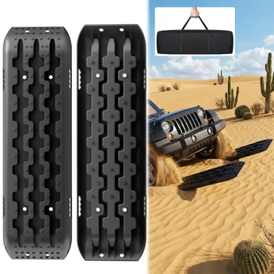 Produktbild von ACXIN Traktionshilfe 2er-Pack Schwarz, Anfahrhilfe für Wohnmobil SUV Auto bis 10t, rutschfeste Rettungsplatte mit Griffen & Tragetasche