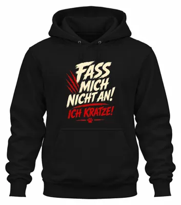 Obrázok produktu pre "Neobťažuj ma," "Škriabe to," "Mačka," nápis, sarkastický motív, mikina s kapucňou, čierna, veľkosť S