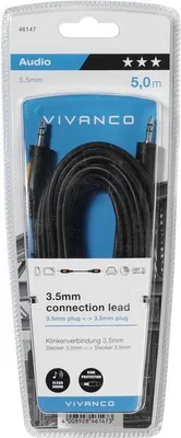 Produktbild von ViVanco™46147, 3.5mm, Männlich, 3.5mm, Männlich, 5 m, Schwarz