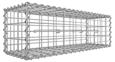 Obrázek produktu pro Gabionový květináč – dekorativní zídka do zahrady – pozinkovaná ocel – 100 x 30 x 30 cm