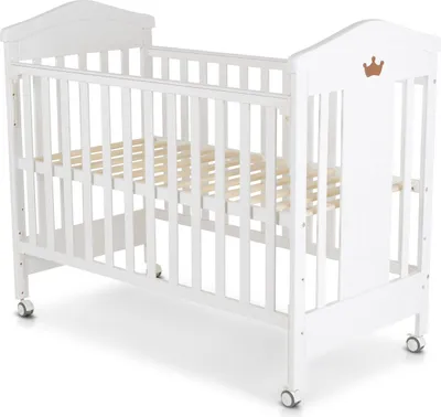 Produktbild von Cangaroo Babybett Wing 120 x 60 cm Gitterbett Buchenholz Räder 3 Höhenpositionen weiß