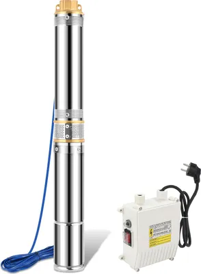 Produktbild von Faziango 750W/1.0hp Tiefbrunnenpumpe Brunnenpumpe 4.5 Zoll bis 4000 L/h Sandverträglich Tauchpumpe Edelstahl Wasserpumpe Gartenpumpe mit Schaltbox