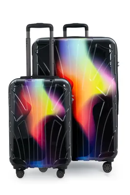 Produktbild von Suitline - 2er Kofferset , Bordgepäck Trolley 55x35x20 cm + großer Reisekoffer, Aufgabegepäck Gurtmaß 158 cm erweiterbar 76 cm, ABS, TSA, ,Neon Red Yellow
