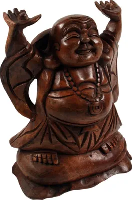 Produktbild von Lucky Buddha Statue 20 cm - Modell 2, Braun, Holz, Buddhas