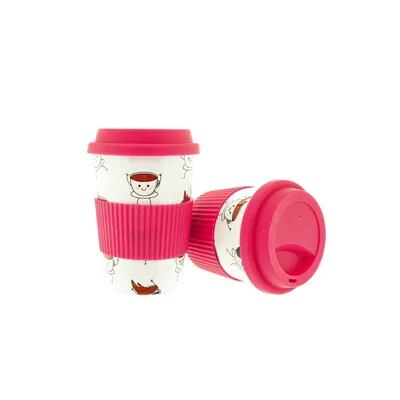 Produktbild von Kaffeebecher To Go, Porzellan Coffee to go Becher mit Deckel 250ml Pink