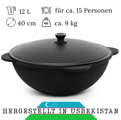 Immagine prodotto di Kazan 12L in ghisa NAMANGAN con coperchio Pentola da campeggio Kazan