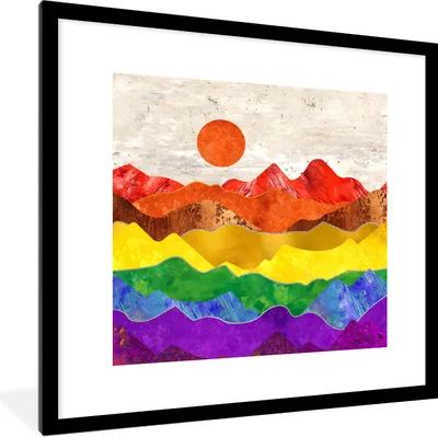 Produktbild von MuchoWow® Gerahmtes Poster Stolz - Regenbogen - Schwul 40x40 cm - Poster mit Schwarzem Bilderrahmen Wandposter Rahmen Foto Bilder - Poster - Plakat im Rahmen