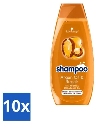 Produktbild von 10 x Schwarzkopf Argan Oil & Repair Shampoo - Für trockenes und beschädigtes Haar - 400 ml - Vorteilspackung - 10 Stücke