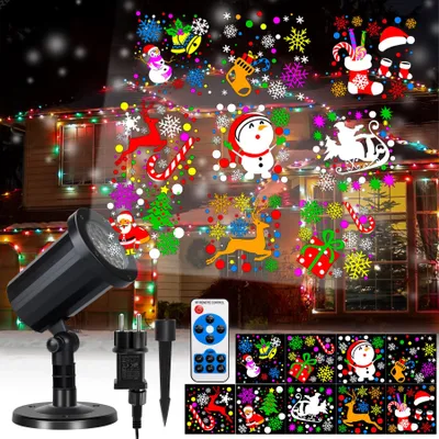 Weihnachts-Projektorlampe, wasserdicht, HD, 360° Rotation, 5 m Kabel