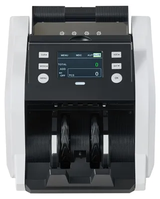Immagine prodotto di Contabanconote SucceBuy con una velocità di 1200 banconote al minuto, dotata di conteggio del valore e sistema completo di rilevamento delle contraffazioni (UV/MG/IR/DD/DBL/HLF/CHN), display TFT, adatta per tagli misti di dollari ed euro