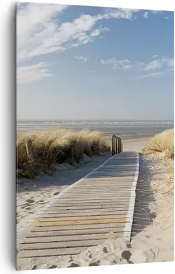 Produktbild von Bild auf Leinwand - Leinwandbild - Einteilig - Strand Meer Fußgängerbrücke Ufer - 80x120cm - Wand Bild - Wandbilder - Leinwanddruck - Wanddekoration - Leinwand bilder - Wandbild - PA80x120-2657