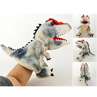 Zdjęcie produktu dla Ręczna pacynka dinozaura, pluszowy dinozaur, pluszowa zabawka
