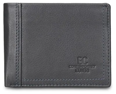 Productafbeelding van Herenvetflappen, echt leer, zwart, Coveri collectie, compact, 12x10 cm