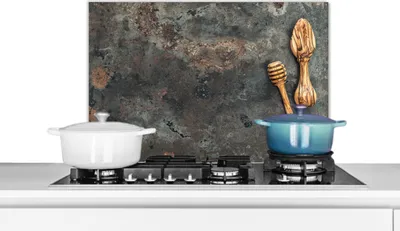 Produktbild von KitchenYeah®  Spritzschutz Küche - Küchenrückwand - Wandschutz für Herd und Spüle - Küchenutensilien - Kochen - Teller 70x50 - Alu-Dibond (Alternative zum Spritzschutz aus Glas) - Hitzebeständig - Her