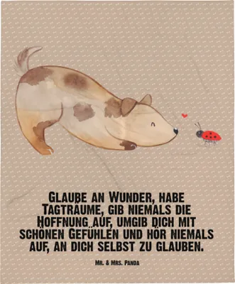 Produktbild von Mr. & Mrs. Panda Kinderdecke Hund Marienkäfer - Hundeglück - Geschenk, Plaid, Selbstliebe, Sprüche, Schlummerdecke, Erstlingsdecke, Positiv, Babydecke, Zuversichtlich