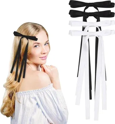Immagine prodotto di Fiocchi per capelli bianchi e neri, 4 pezzi, per donne e ragazze