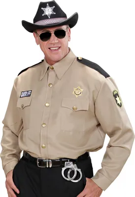 Produktbild von Sheriff-Hemd für Herren Kostüm Police Cop Polizei Polizist Ranger Uniform USA, Größe:XL
