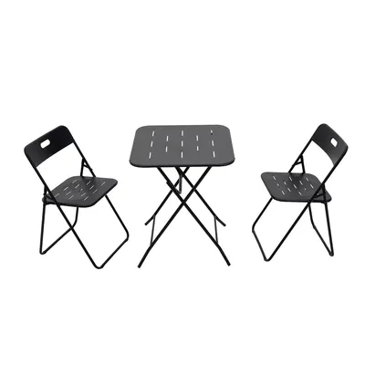 Produktbild von 3tlg Gartenlounge-Set 2 Stühle und 1 Tisch Gartenmöbel Set Balkonmöbel-Set für Außenbereich und Balkon Schwarz