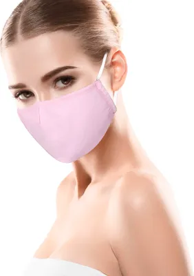 Produktbild von Mundschutz Maske 100% Baumwolle rosa Mund- & Nasenmaske Unisex 3-lagig wiederverwendbare Masken