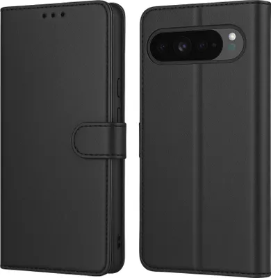 Produktbild von Hülle für Google Pixel 10 Pro XL - Schwarze Brieftasche Klappe Magnetisiert Aufbewahrung Karten Handyhülle Phonillico®
