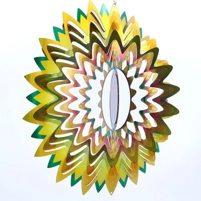 Produktbild von 3D Windspiel Edelstahl Rotierend Blumendesign Dekoration Garten & Zuhause