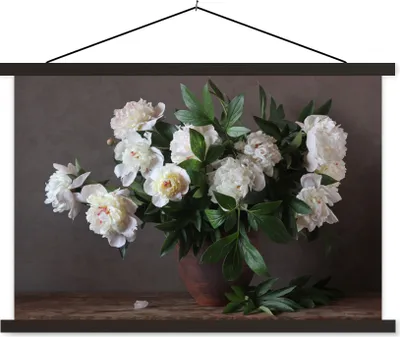 Produktbild von MuchoWow® Textilposter Blumen - Stilleben 90x60 cm mit schwarzem Rahmen - Aufhängungssatz