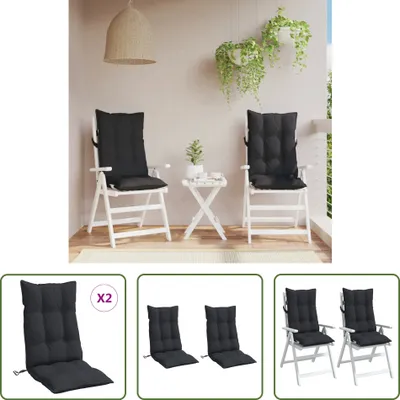 Produktbild von The Living Store Hochlehner-Auflagen 2 Stk. Schwarz Oxford-Gewebe