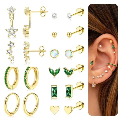 Productafbeelding van Solidchoice - 10 Paar Helix Piercing Oorbellen Set van Chirurgisch Staal