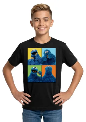Produktbild von Spreadshirt Sesamstraße Krümelmonster Posen Teenager T-Shirt, 152/164 (12-14 Jahre), Schwarz