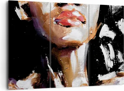 Produktbild von Bild auf Leinwand - Leinwandbild - 3 Teile - Öl Mund Frau - 165x110cm - Wand Bild - Wanddeko - Wandbilder - Leinwanddruck - Bilder - Wanddekoration - Leinwand bilder - Wandbild - CE165x110-4724