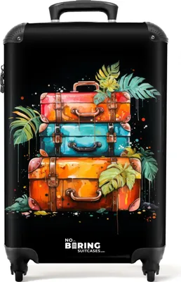 Obrázek produktu pro NoBoringSuitcases.com Příruční kufr z tvrdé skořepiny 55x35x20 cm, 36L, Summer graffiti: cestovní kufr, cestovní kufr se 4 kolečky