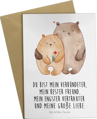 Produktbild von Mr. & Mrs. Panda babykarte Bären Liebe - Weiß - Geschenk, Blume, osterkarte, weihnachtskarten, hochzeitskarten, Bär, Kuscheln, Freundin, einladungskarten, Klappkarte