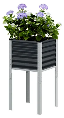 Produktbild von Pflanzkübel Hochbeet aus Metall für Garten und Terrasse Anthrazit 45x45x88 cm