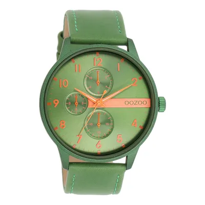Image de Montre Oozoo vert cuir Timepieces hommes Montre à quartz analogique UOC11308