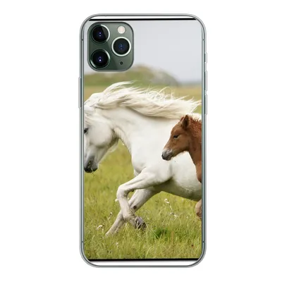 Produktbild von MuchoWow® Handyhülle Schutzhülle Hülle für iPhone 11 Pro Max Pferde - Tiere - Gras Silikon Softcase Handy Hülle - Schutz