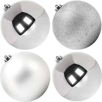 Immagine prodotto di Grandi Palline di Natale da Esterno Decorazioni Natalizie Argento 10 cm 12 pz.
