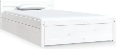 Image de Cadre de lit sans matelas avec tiroirs blanc
