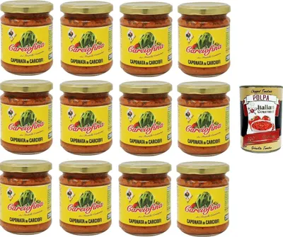 Produktbild von Fratelli Contorno Carciofina, Caponata di Carciofi Artischocken-Caponata 12x200gr + Italian Gourmet polpa 400g