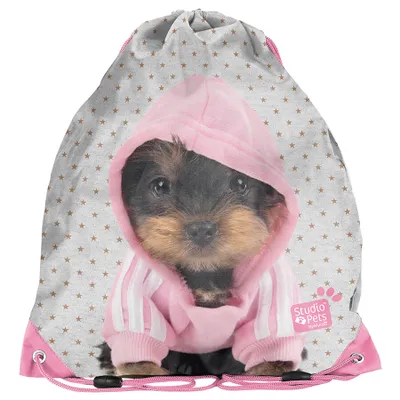 Produktbild von PASO Turnbeutel Sportbeutel Rucksack Tasche HUND leicht bunt Kinder Mädchen