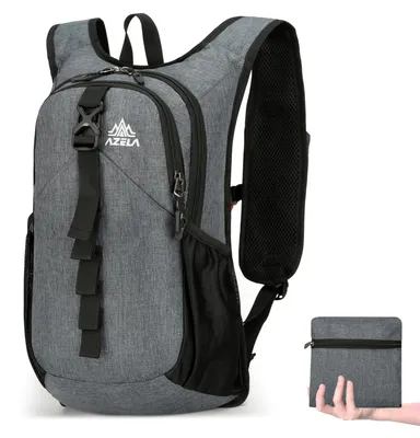 Wanderrucksack 15 L, ultraleicht, faltbar, atmungsaktiv, grau