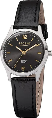 Produktbild von Regent Leder Damen Uhr F-1308 Quarzuhr Armband schwarz D2UR2113417