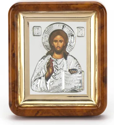 Produktbild von Jesus Christus Ikone in Rahmen mit Plexiglass 7x6cm christlich 11070