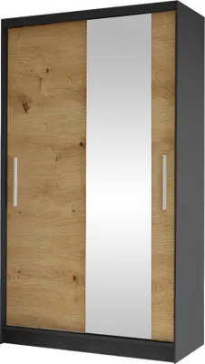 Produktbild von MIRJAN24 Schiebetürenschrank Costa VI, Kleiderschrank, Stilvoll Schlafzimmer Garderobenschrank (Farbe: Schwarz / Artisan Eiche)