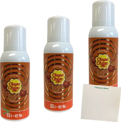 Produktbild von Chupa Chups Deospray Deodorant Spray Orange 3er Pack (3x100 ml) + usy Block