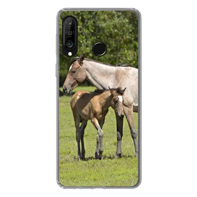 Produktbild von MuchoWow® Handyhülle Schutzhülle Hülle für Huawei P30 Lite Pferde - Gras - Schatten Silikon Softcase Handy Hülle - Handyhülle